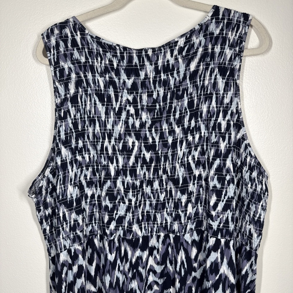 Calvin Klein New 3x Cotton Blend Long Tank Dress Smocked Abstract Print - Picture 6 of 13